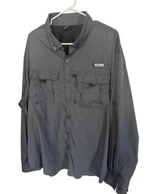 Pudolla gray fishing outdoor lightweight breathable shirt size XXL